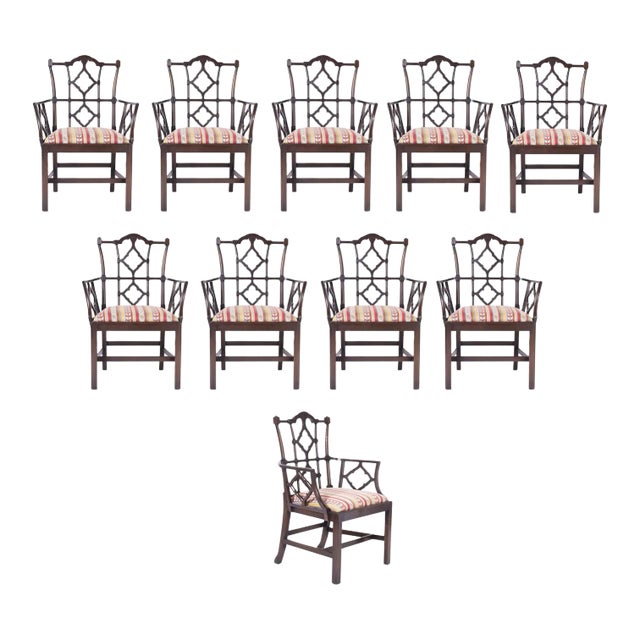 Set of Ten Chippendale Armchairs For Sale