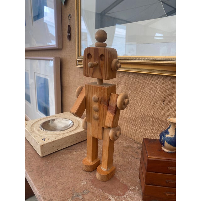 Folk Art Folk Art Carved Wood Robot, Geometric Figure, Signed 1989 For Sale - Image 3 of 14