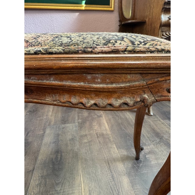 Wood Early 20th Century French Provincial Upholstered Piano Bench For Sale - Image 7 of 13