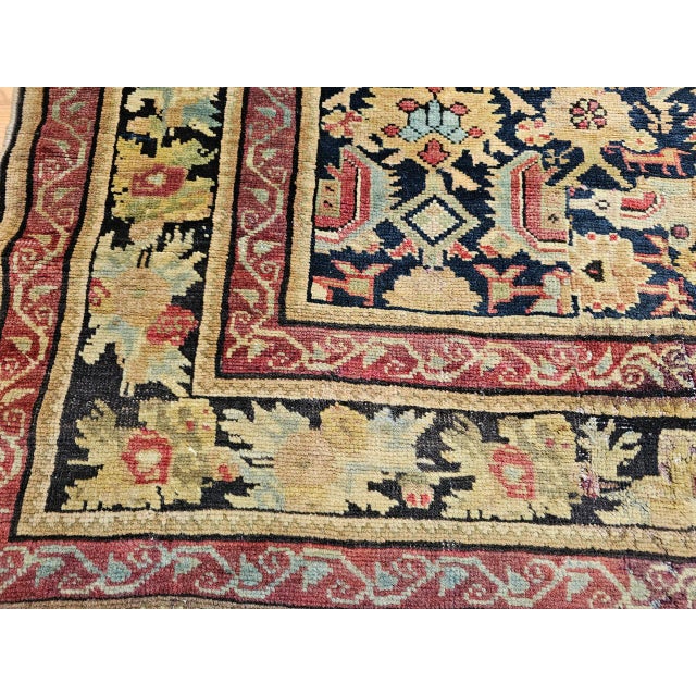 Antique Karabagh Gallery Rug, Hand-Knotted Wool, Allover Geometric Pattern, Navy & Tan, 7' X 14' For Sale - Image 17 of 17