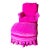 1950s Vintage Hollywood Regency Pink Velvet Armchair & Ottoman With Ruffle Skirt For Sale
