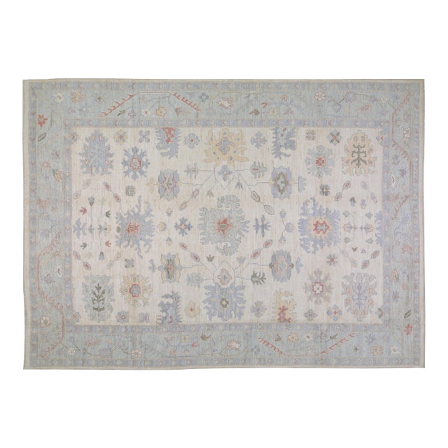 Turkish Oushak Hand Knotted Wool Rug, 10'1"x14' For Sale