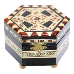 Mosaic Marquetry Octagonal Music Box Granada Moorish Spain