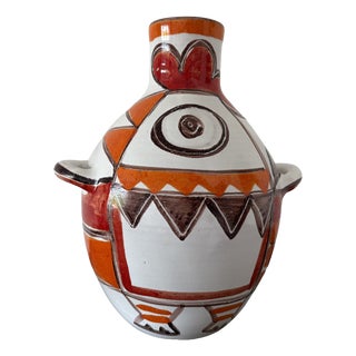 Vintage Hand-Painted Studio Ceramic Vase by Giovanni De Simone, 1965 For Sale