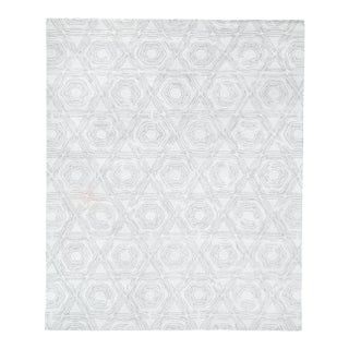 Exquisite Rugs Melbourne Hand Loom Wool & Cotton Silver - 10'x14' For Sale