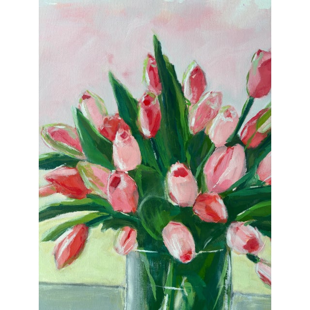 "Forever Spring" is an original acrylic floral painting by Linda McDonough. Tulips are symbolic of happiness, love, joy,...