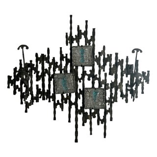 Brutalist Wall-Mounted Lamp & Coat Rack Sculpture For Sale