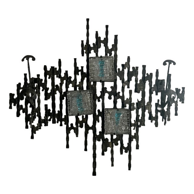 Brutalist Wall-Mounted Lamp & Coat Rack Sculpture For Sale