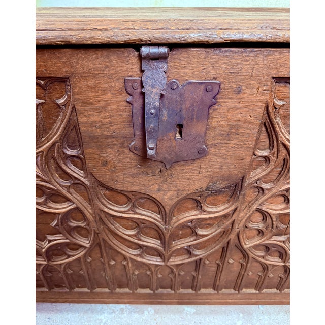 Late 19th Century Spanish Carved Wood Chest With Gothic Decoration For Sale - Image 17 of 17