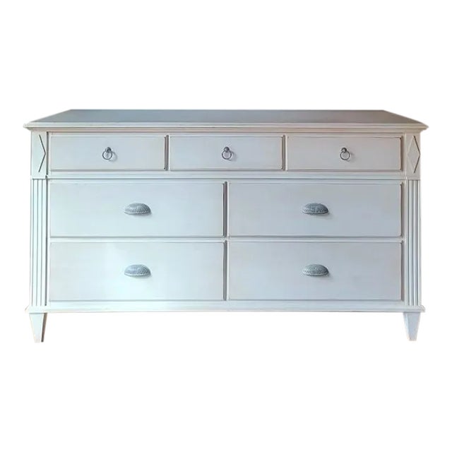 Swedish Gustavian Antique White Double Dresser by Ethan Allen For Sale