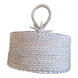 Vintage Coastal Style Wicker Silverware Basket