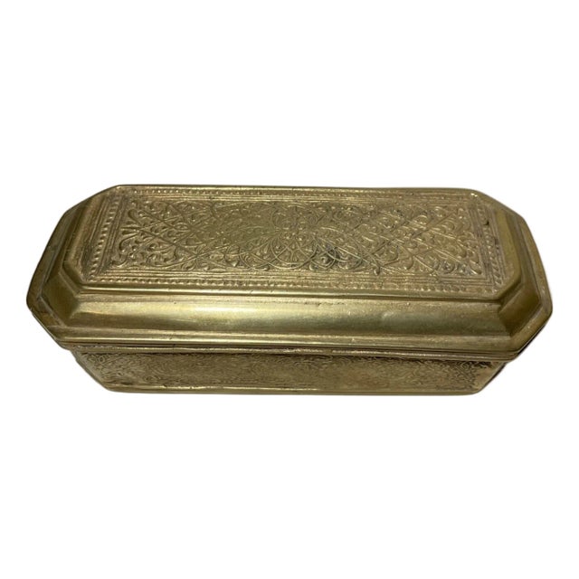 Antique 19th Century Ornate Relief Brass French Tobacco Snuff Box Jar For Sale