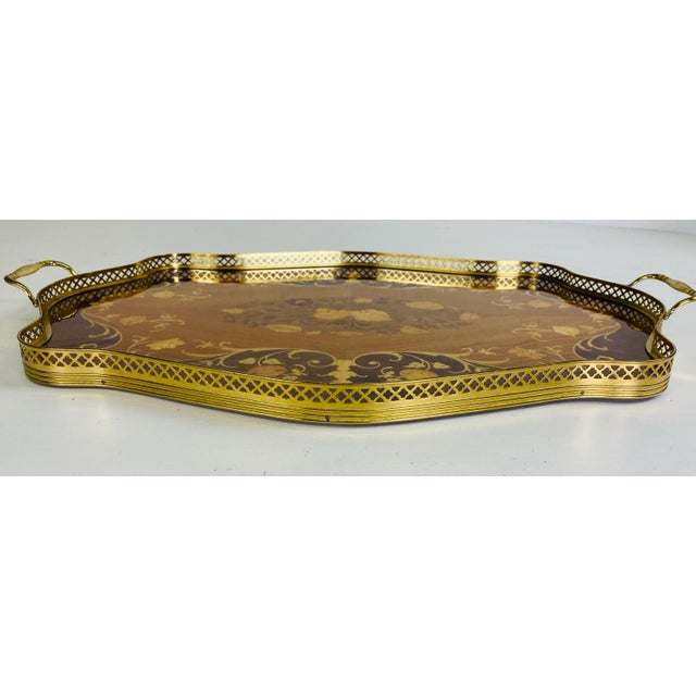 Italian Mid 20th Century Italian Florentine Style Inlaid Galley Tray For Sale - Image 3 of 9