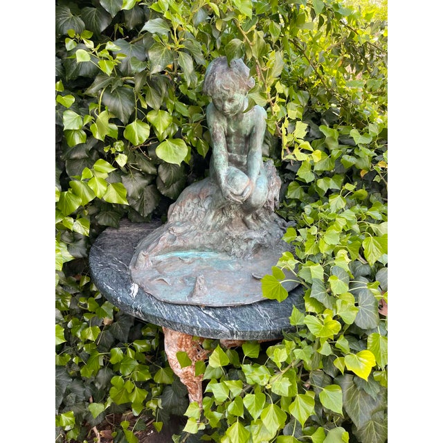 Bronze At the Water’s Edge (1914) by Edward Berge – Antique Bronze Sculpture (Roman Bronze Works) Fountain For Sale - Image 8 of 15