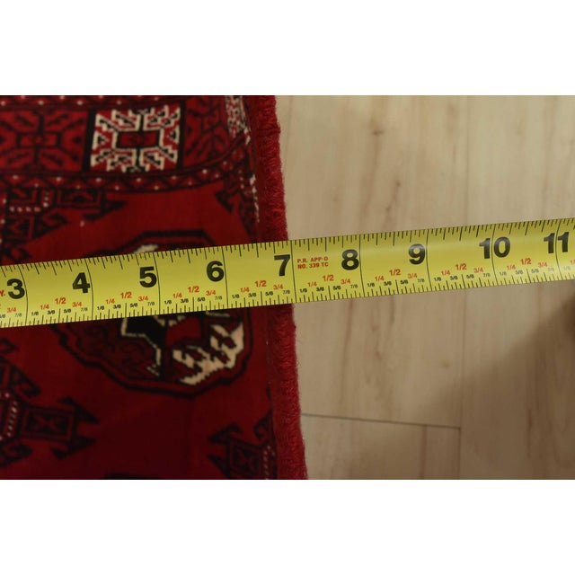 Turkmen Runner 2’7” X 9’6” Red Wool Vintage Tribal Hand-Knotted Oriental Rug For Sale - Image 9 of 11