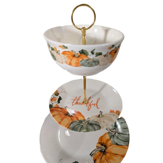 Early 21st Century Custom 3-Tier Autumn Pumpkin Serving Stand & Centerpiece For Sale - Image 5 of 5