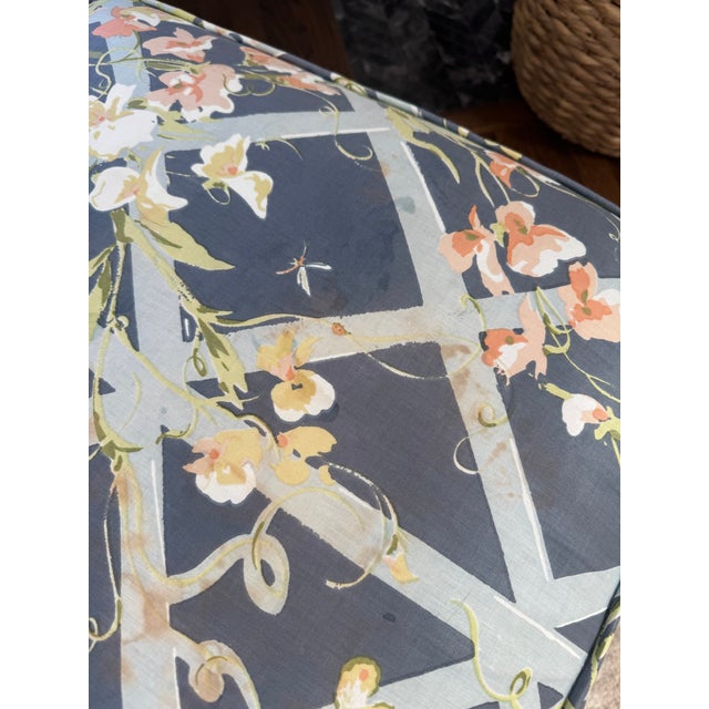 Baker Furniture French Provincial Wingback Bergère & Ottoman in Floral Trellis Print For Sale - Image 9 of 12