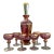 Early 1900s Moser Bohemian Cranberry Paneled Cabochon 24k Gold Decanter Set For Sale