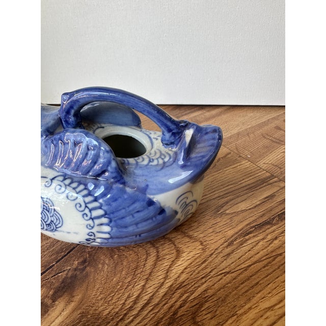 1970s 1970s Asian Blue and White Ceramic Bird Creamer Cup/Teapot For Sale - Image 5 of 8