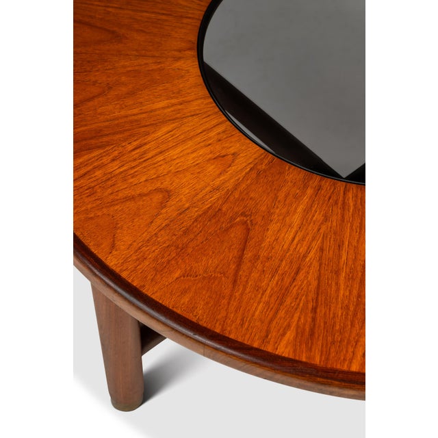 Mid-Century Danish Modern "Donut" Table in Solid Teak W/ Glass Inlay & Brass Detailing Attributed to G-Plan, England, C. 1970s For Sale - Image 13 of 17