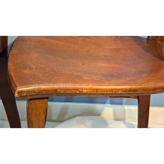 Pair Antique Quarter Sawn Oak Chairs Art Nouveau Carved Backs Tiger Oak C1900 For Sale - Image 12 of 12