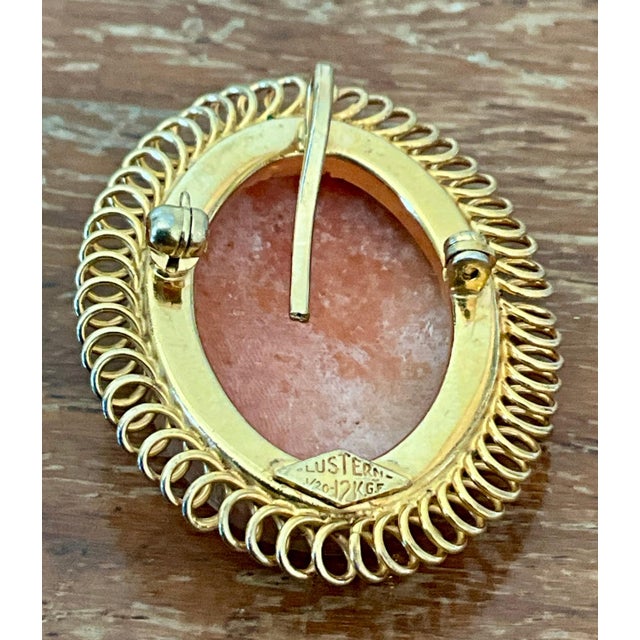 Victorian Vintage Victorian 12k Handcarved Cameo Pendant For Sale - Image 3 of 10