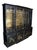 Vintage Union National breakfront china cabinet featuring black lacquer with four hand painted Chinoiserie scenes. One...