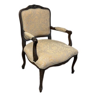 Traditional Ornate Carved Wood Armchair, Vintage For Sale