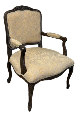 Traditional Ornate Carved Wood Armchair, Vintage