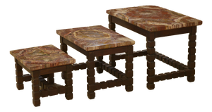 Nesting Tables with Petrified Wood Tops, 1960s, Set of 3