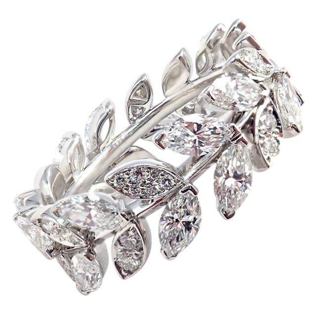 Tiffany & Co. Platlinum Victoria Vine Diamond Eternity Ring, Size 7 For Sale - Image 13 of 17