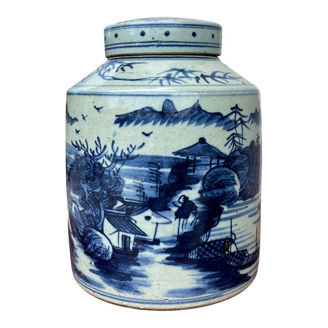 Chinoiserie Lidded Tea Jar For Sale