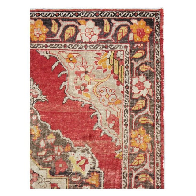 A vintage Turkish Oushak accent rug handmade during the mid-20th century. Measures: 5' 6" x 8' 7".