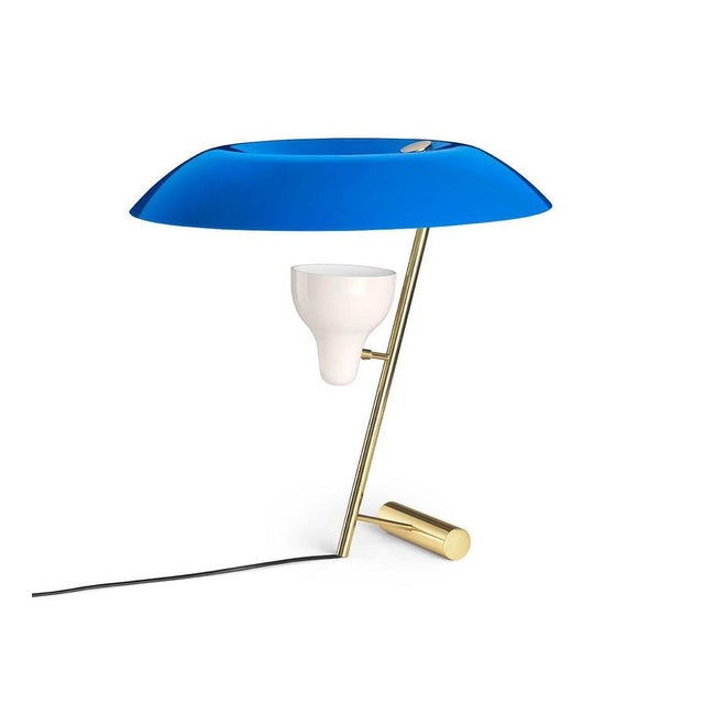 Model 548 Lamp in Polished Brass with Blue Diffuser by Gino Sarfatti for Astep For Sale - Image 10 of 13