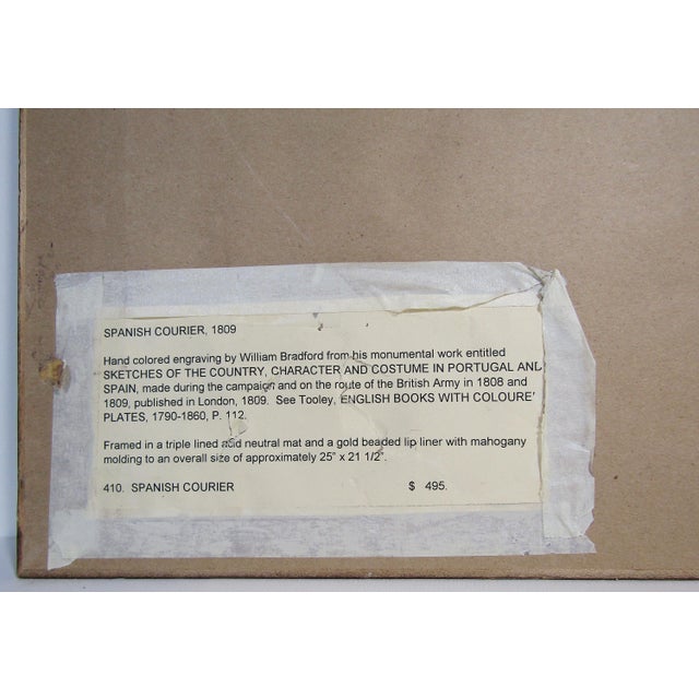 1809 Hand-Colored Engraving Spanish Courier by William Bradford Framed Antique Military Print From British Campaign in Spain For Sale - Image 10 of 11