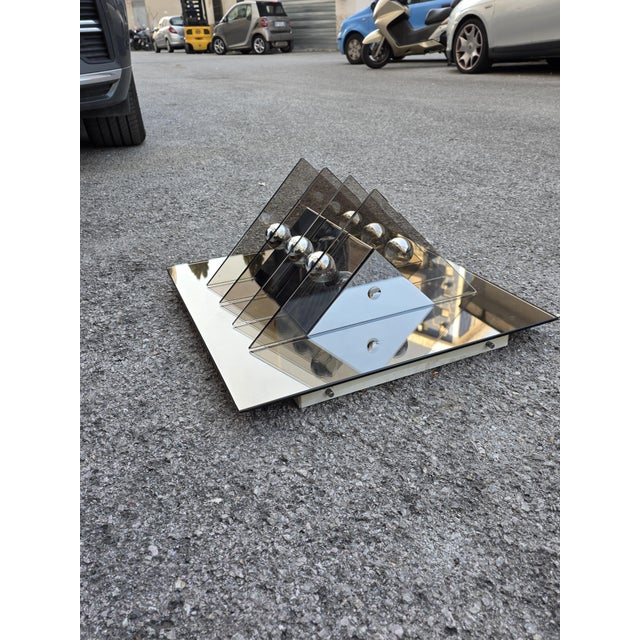 Sculptural Light Panel in Crystal and Steel from Veca, 1970s For Sale - Image 9 of 10