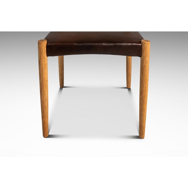 Restored Mid-Century Danish Modern Side / Dining Chair in Oak & Leather by Poul Volther for Frem Røjle, Denmark, C. 1970s For Sale - Image 11 of 18