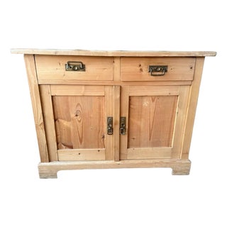 Vintage Rustic Style Natural Pine Buffet Cupboard Cabinet For Sale