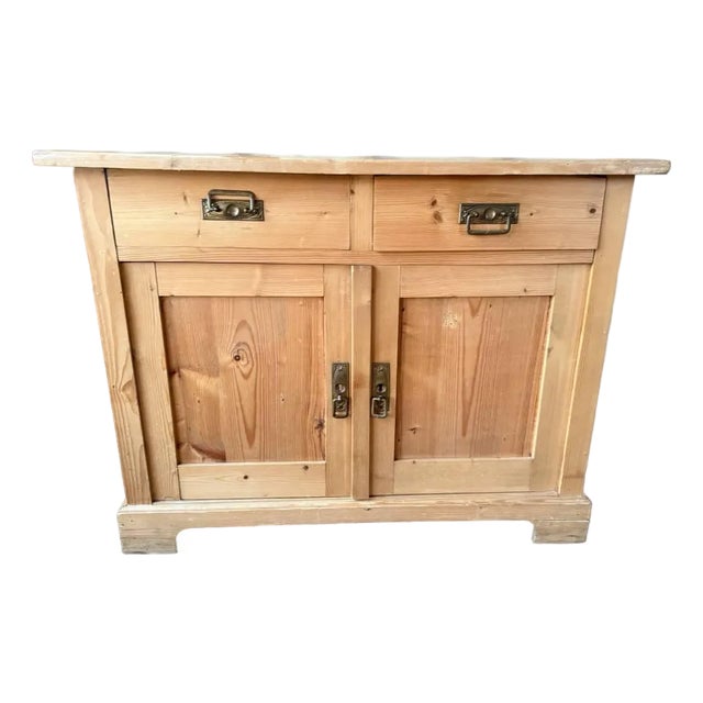 Vintage Rustic Style Natural Pine Buffet Cupboard Cabinet For Sale