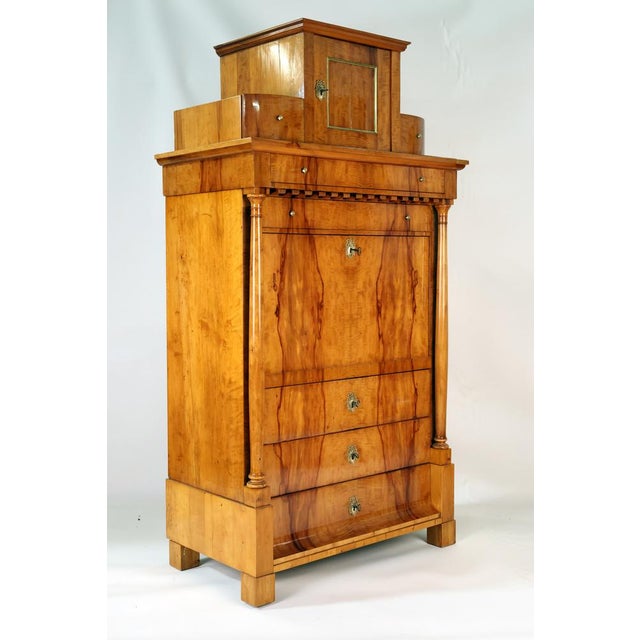 Biedermeier Secretaire in Apple Wood, 1820 For Sale - Image 9 of 12