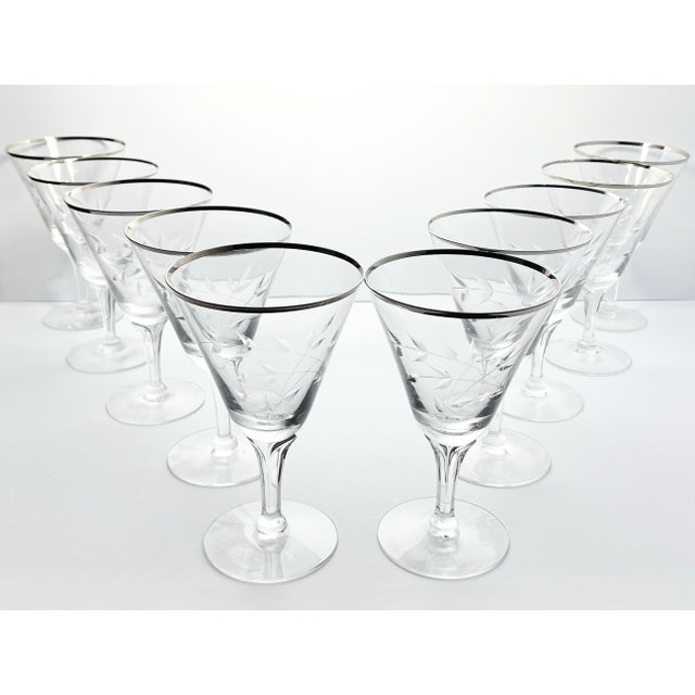 American 1950s Fostoria “Bridal Belle” Set of 10 Water Glasses For Sale - Image 3 of 9