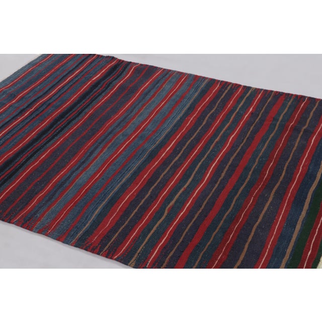 2020s Rug & Kilim's Contemporary Rez Kilim With Navy and Red Striped Design For Sale - Image 5 of 10