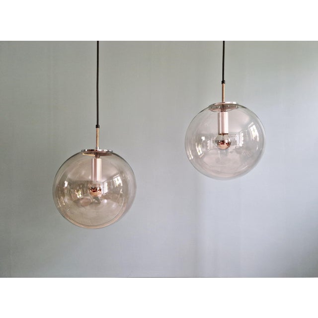 Space Age Pendant Light in Smoked Glass by Glashütte Limburg, 1970 For Sale - Image 9 of 16
