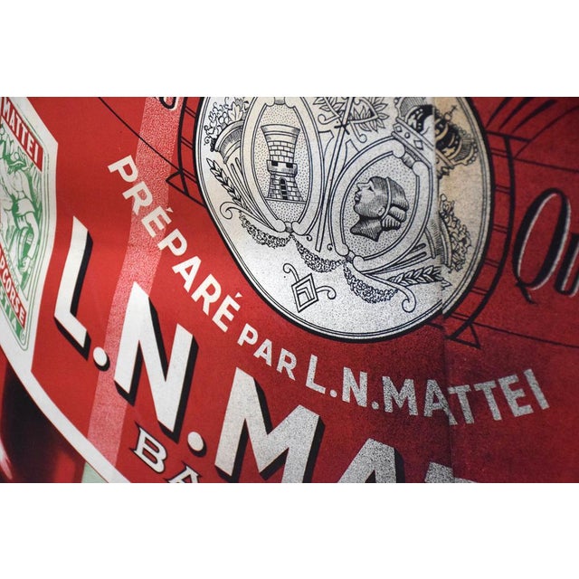 Large Mattei Cap Corse Advertising Poster by Rene Bougros, 1950s For Sale - Image 11 of 18