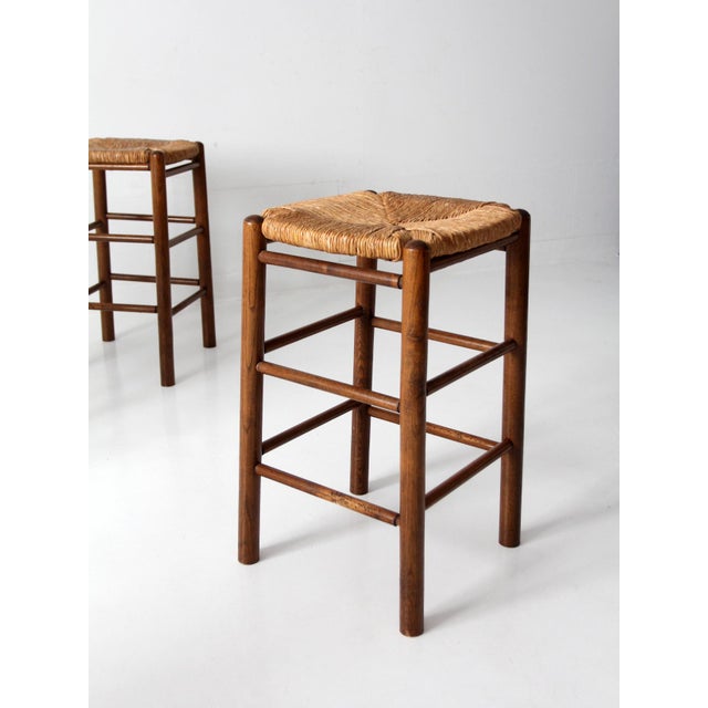 Mid-Century Rush Seat Stools Set of 4 For Sale - Image 17 of 18