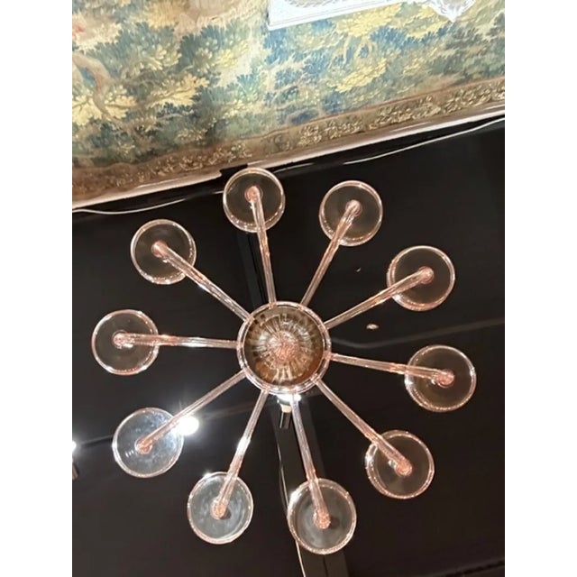 Rose Colored Custom Designed Murano Chandelier For Sale In Dallas - Image 6 of 7