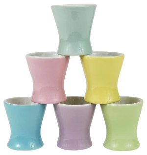 Mid-Century Pastel Daisy Porcelain Egg Cups from Lilien, Austria, 1950s, Set of 6