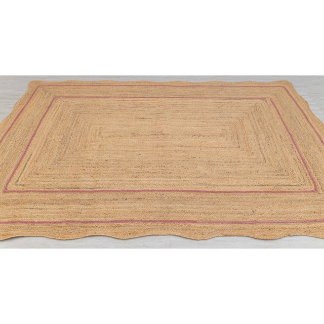 Pink Natural Jute Wave Scallop Rug 3x5 Ft. For Sale - Image 6 of 12