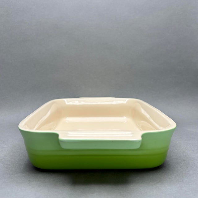 Vintage Le Creuset Kiwi Green Stoneware Rectangular Baking Dish Casserole Baker For Sale - Image 4 of 7