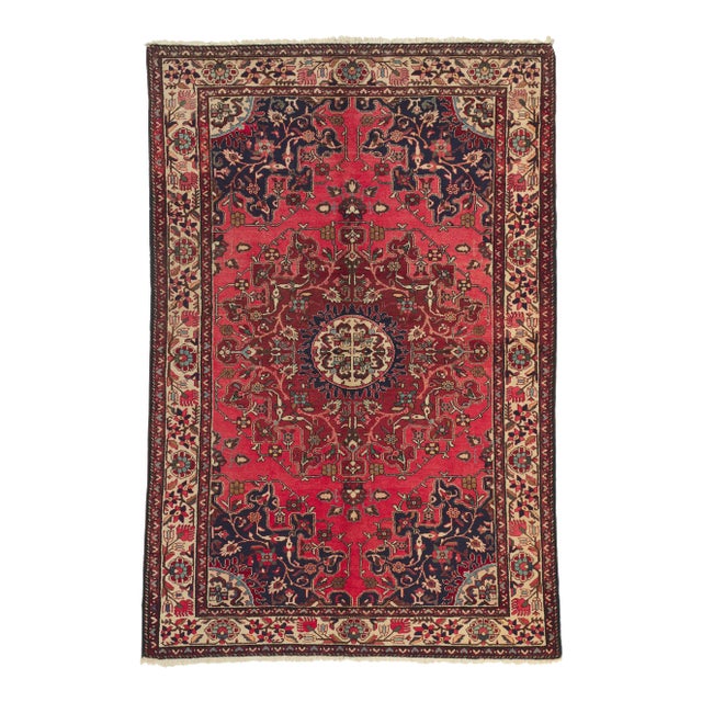 Vintage Red Persian Hamadan Rug - 04'06 X 06'09 For Sale